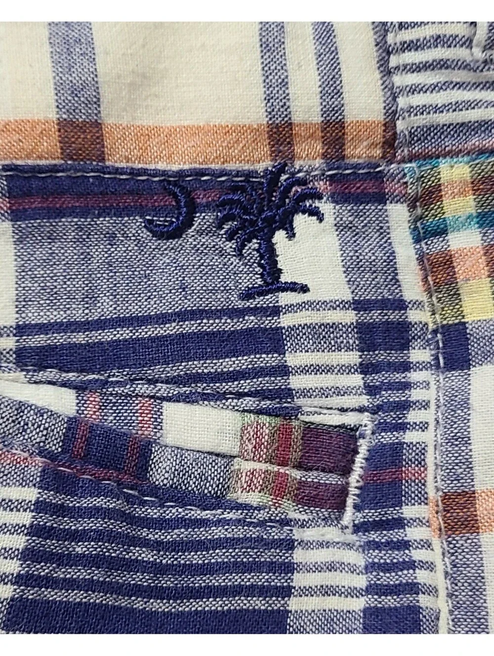 Charleston Logo Patchwork Madras Shorts Mens Sz 38 Large Multicolor Plaid Preppy